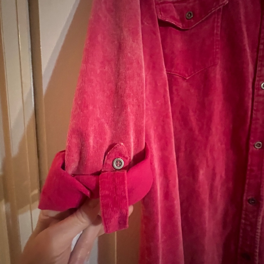 Umgee Vibrant Pink Corduroy jacket/dress! Cute over tshirt dress w/tall boots!!! - Picture 4 of 7